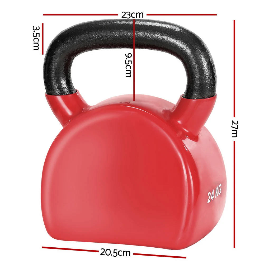 Everfit 24kg Kettlebell Weightlifting Bench Dumbbells Kettle Bell Gym Home - Nurns