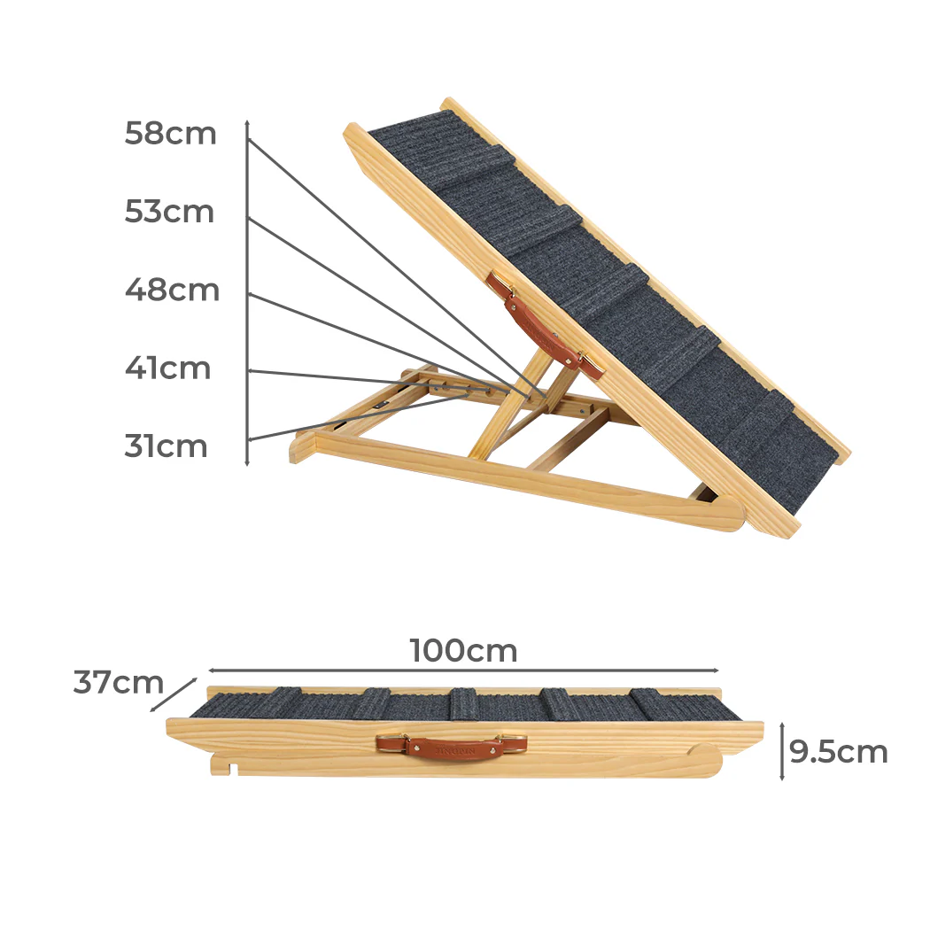 PaWz 5 Wood Adjustable Height Pet Ramp - Nurns