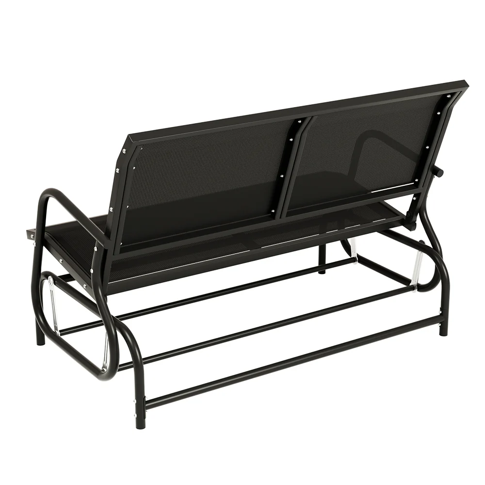 Calliope Outdoor Garden Bench Swing Glider Rocking Patio Furniture Loveseat - Black - Nurns