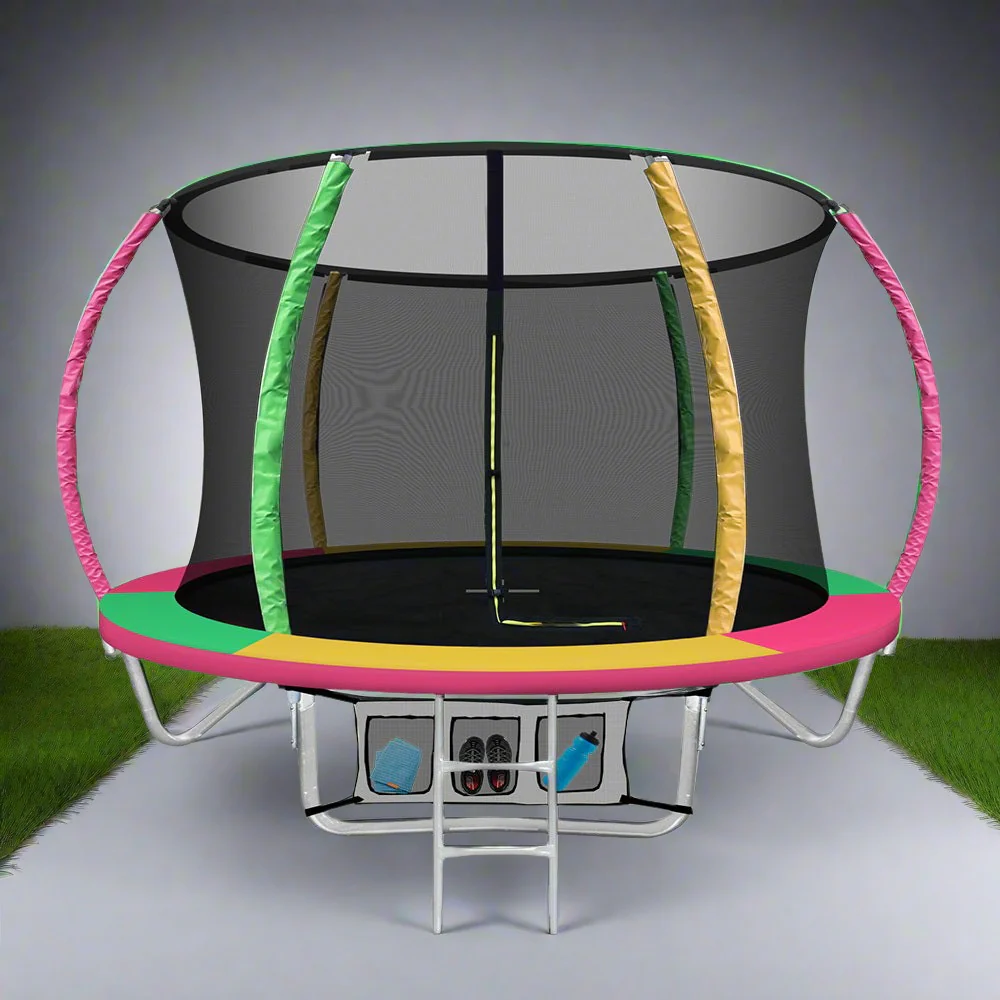 Everfit Trampoline for Kids 8FT with Ladder Enclosure Safety Net Rebounder Colors - Nurns