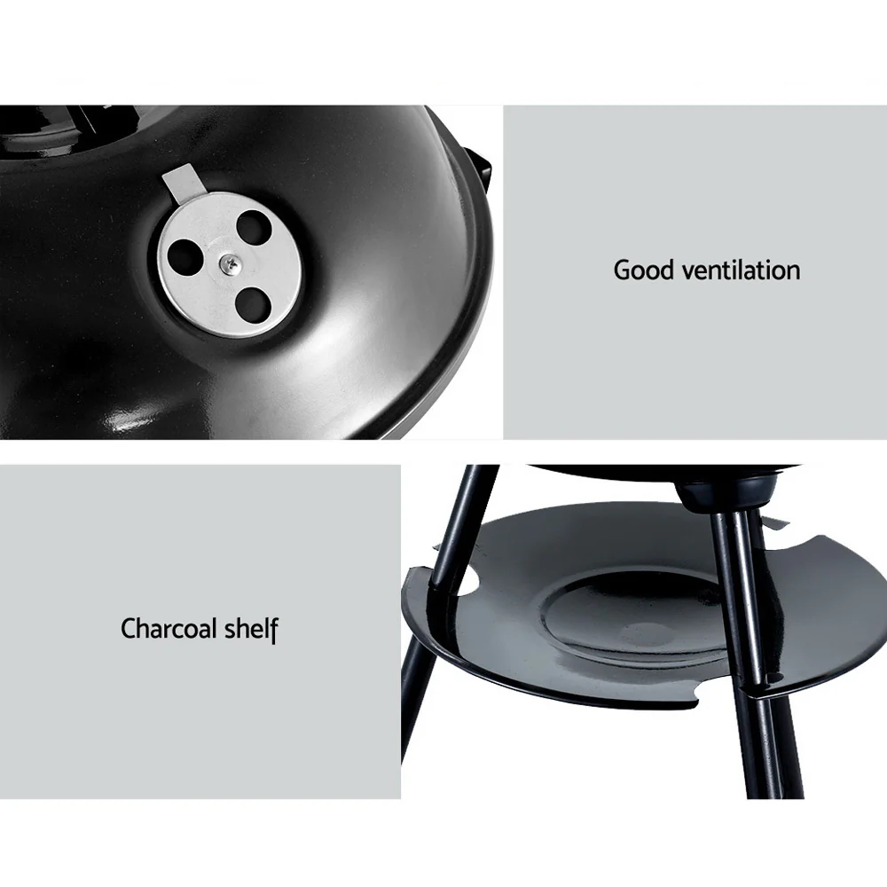 Charcoal BBQ Smoker Drill Outdoor Camping Patio Barbeque Steel Oven - Nurns