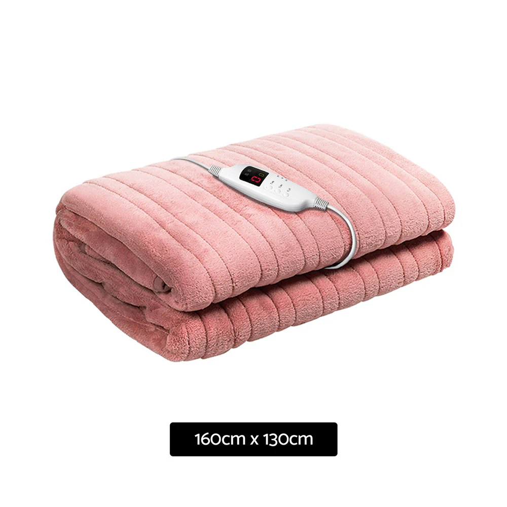 Watson Electric Throw Soft Blanket Heated Rug Fleece Snuggle Washable - Pink - Nurns