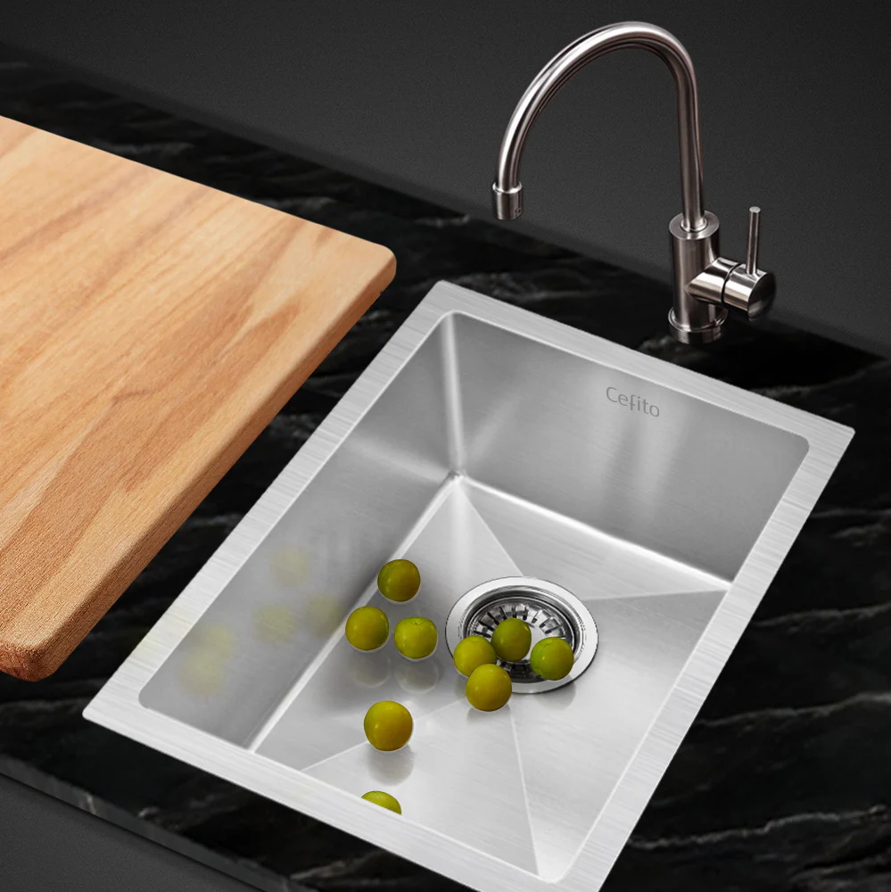 Kitchen Sink 44X34CM Stainless Steel Nano Basin Single Bowl Silver - Nurns
