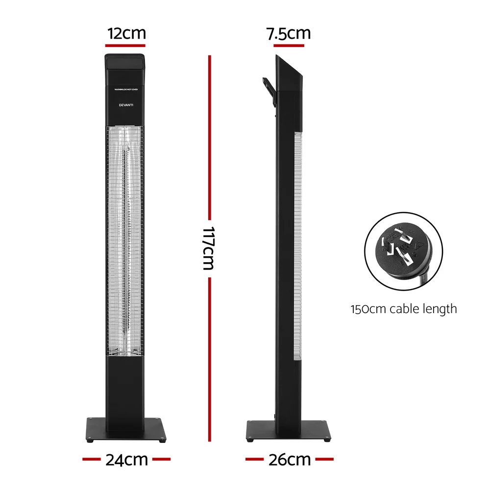 Radiant Tower Heater Electric Portable Remote Control 2000W Heating - Nurns