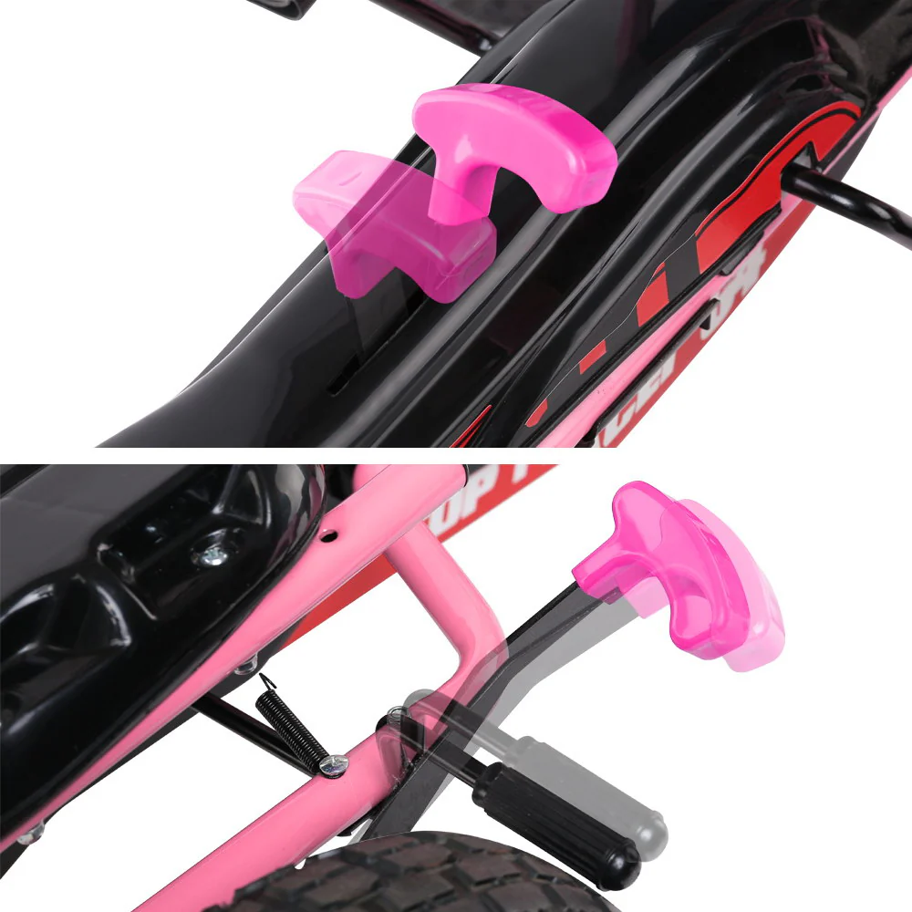 Kids Pedal Go Kart Car Ride On Toys Racing Bike Rubber Tyre Adjustable Seat - Pink - Nurns