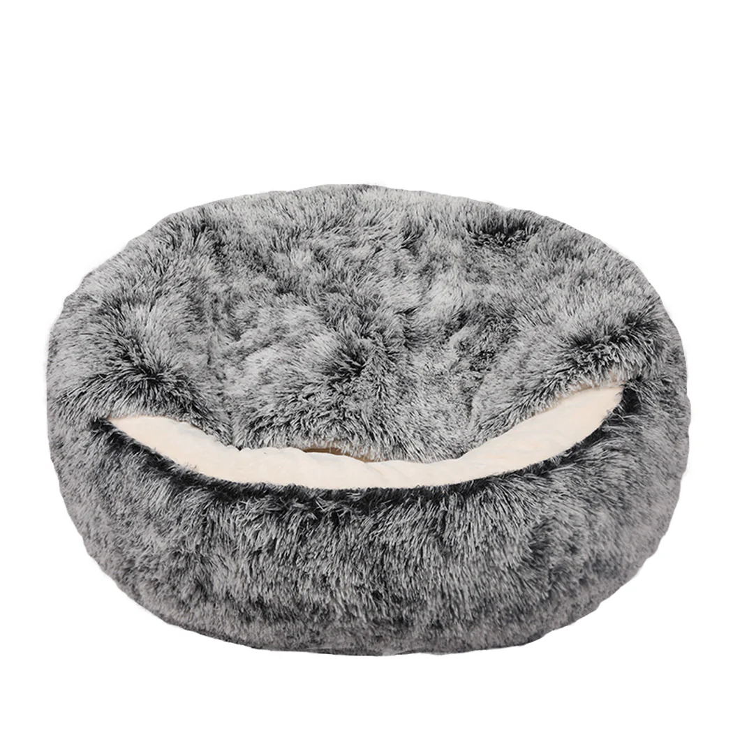 MEDIUM Dog Beds Pet Calming Warm Soft Plush - Charcoal - Nurns