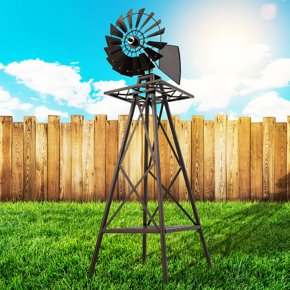 Garden Windmill 160cm Metal Ornaments Outdoor Decor Ornamental Wind Mill - Nurns