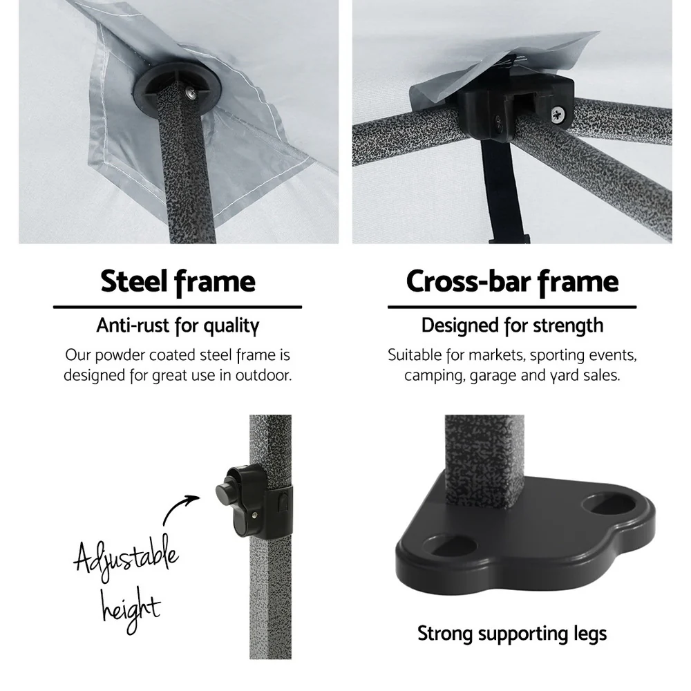 Instahut Gazebo Pop Up Marquee 3x6 Folding Tent Gazebos 500D Oxford Fabric White - Nurns