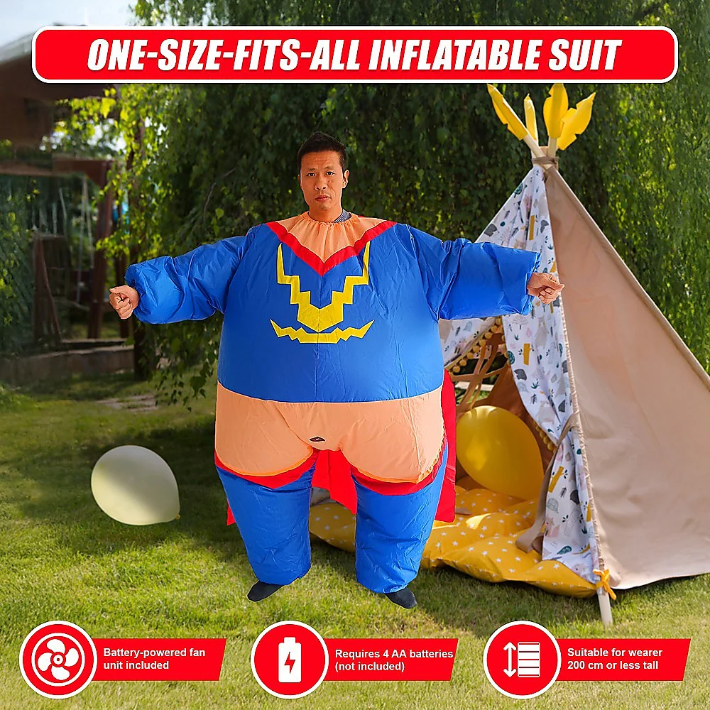 Super Hero Fancy Dress Inflatable Suit - Fan Operated Costume - Nurns