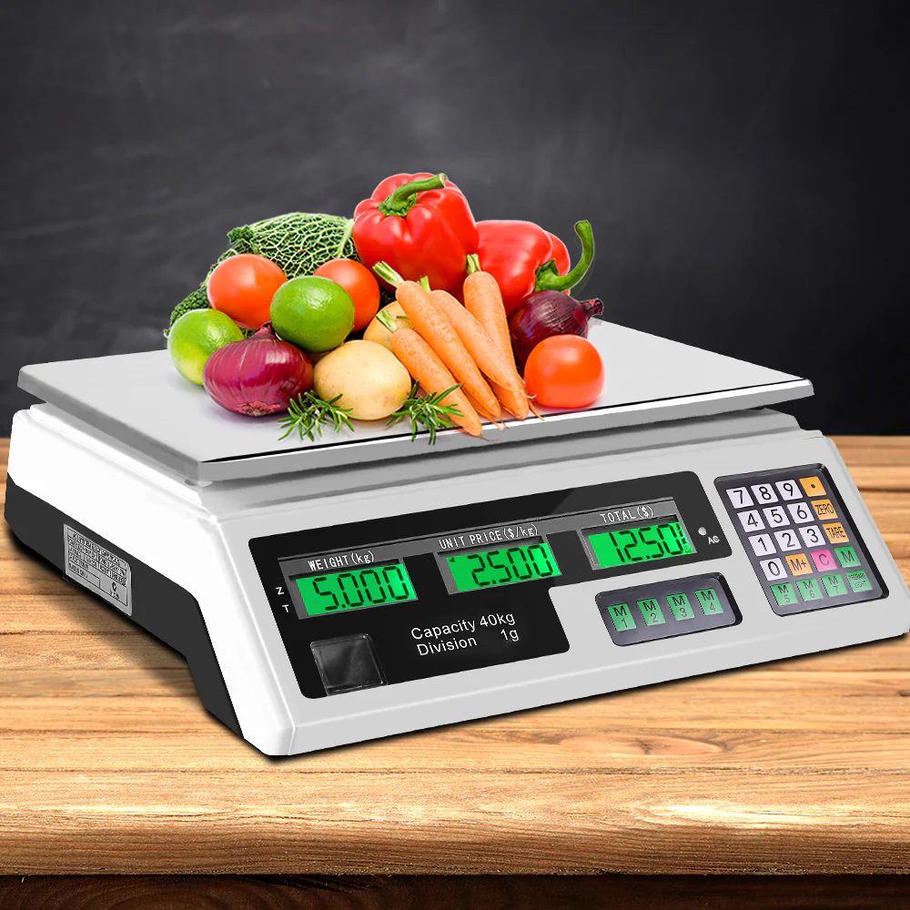 Scales Digital Kitchen 40KG Weighing Scales Platform Scales LCD - White - Nurns