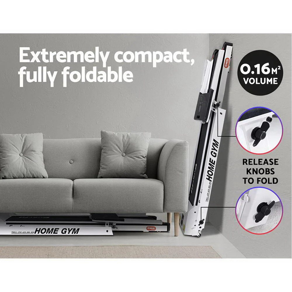 Everfit Treadmill Electric Home Gym Fitness Exercise Fully Foldable 420mm White - Nurns