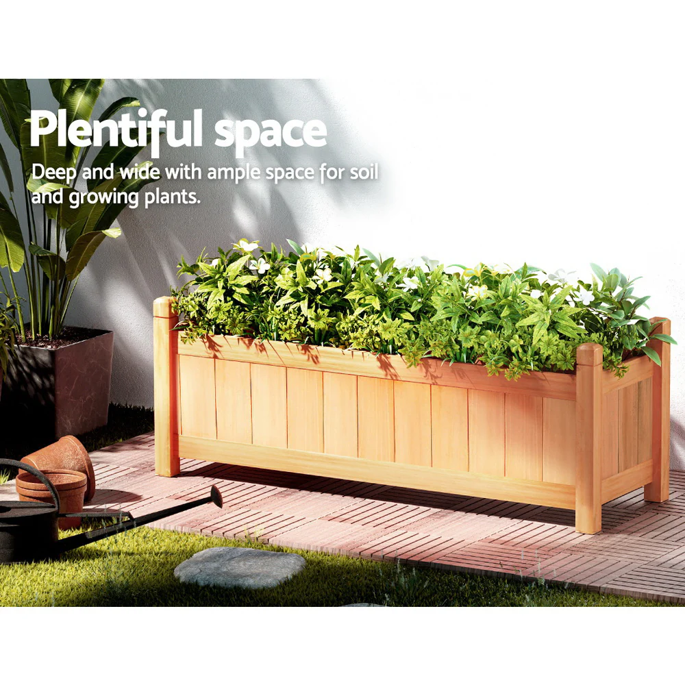 Garden Bed 90x30x33cm Wooden Planter Box Raised Container Growing - Nurns