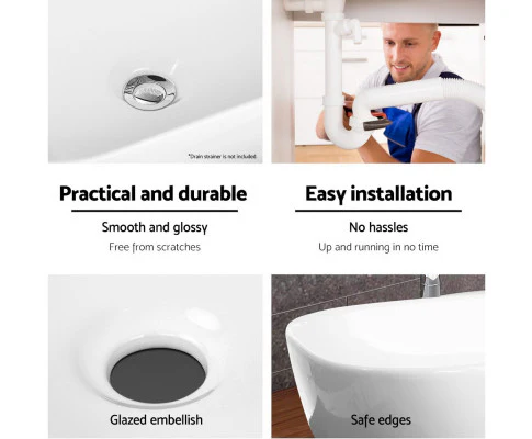 Ceramic Bathroom Basin Sink Vanity Above Counter Basins White Hand Wash - Nurns