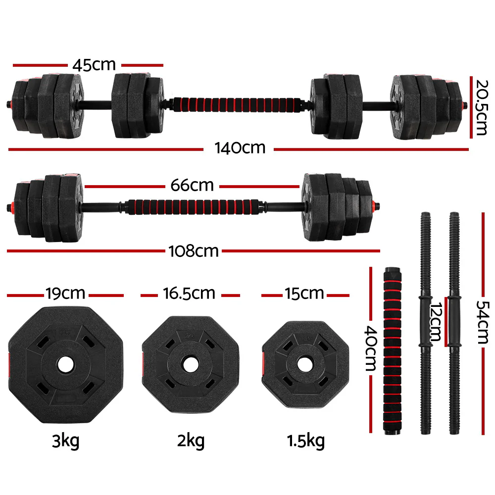 Everfit 40kg Dumbbells Barbell Set Adjustable Dumbbell Weight Lifting - Nurns