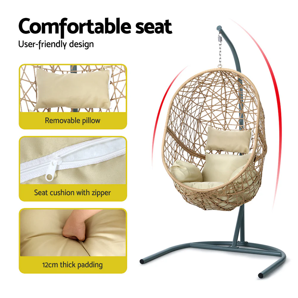 Yoshi Egg Swing Chair Wicker with Stand - Yellow - Nurns