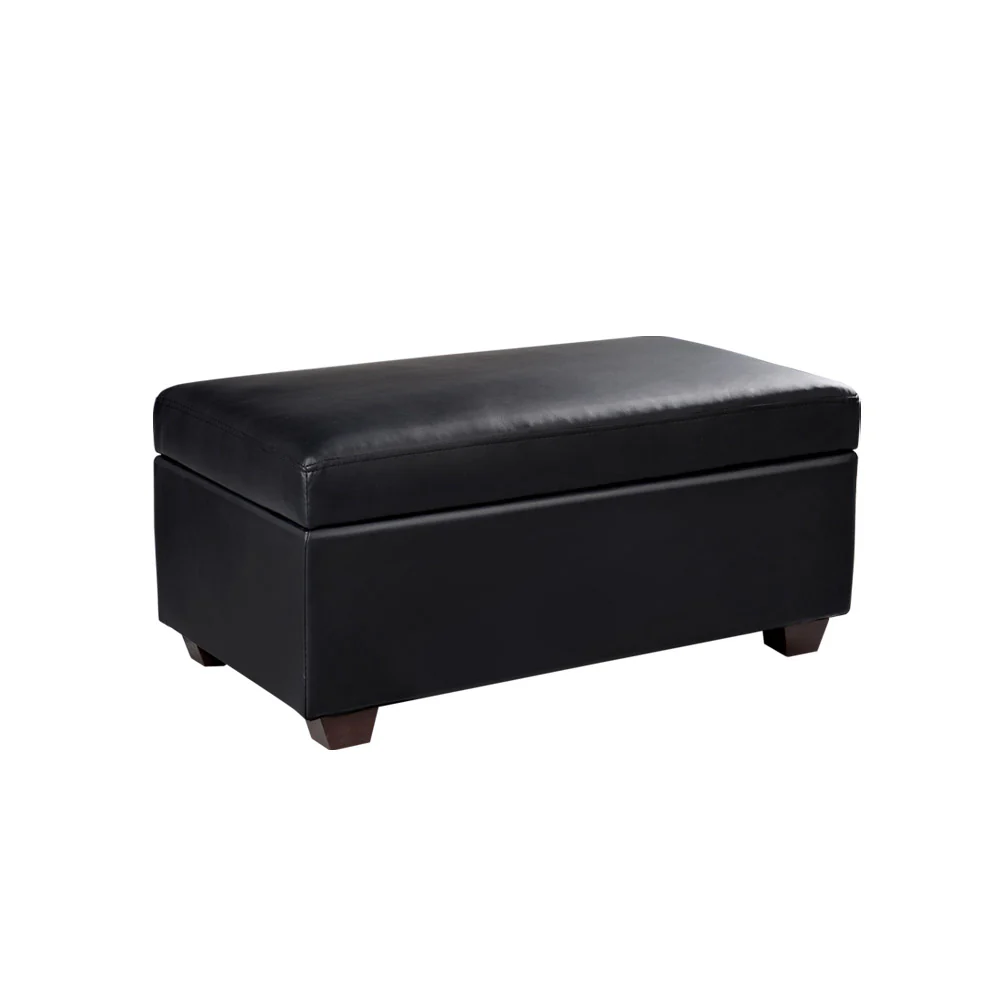 Faux PU Leather Storage Ottoman - Black - Nurns