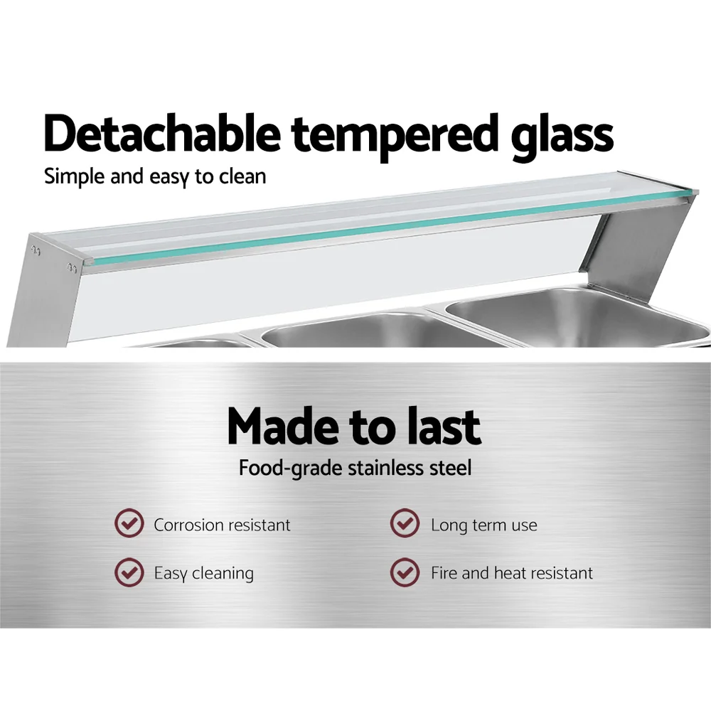 Devanti Commercial Food Warmer Bain Marie 3 Electric Buffet Pans - Nurns