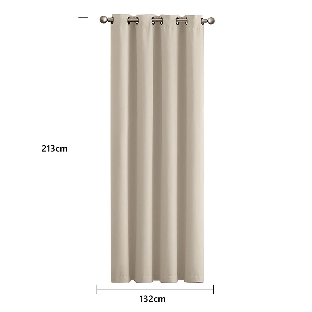 Set of 2 132x213cm Blockout Curtains Panels 3 Layers - Beige - Nurns