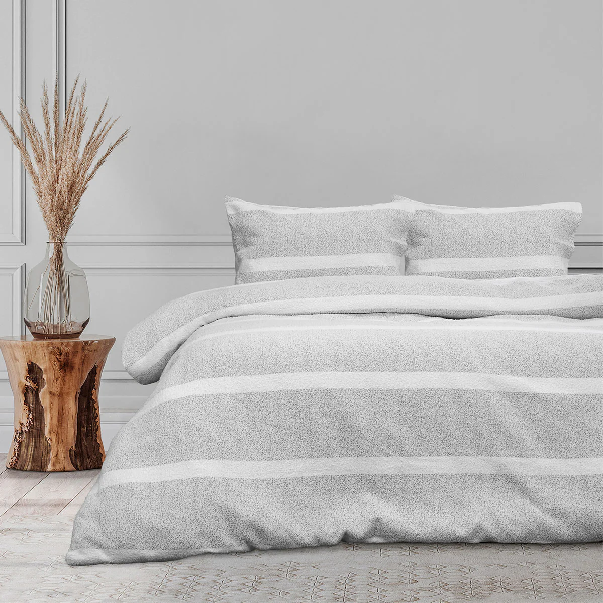KING Textured Grey Quilt Cover Set - Grey - Nurns
