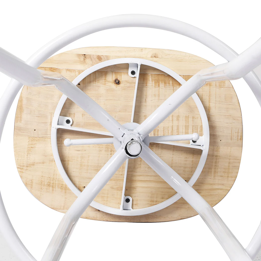 90cm Avignon Industrial Bar Stools Kitchen Stool Wooden Barstools Swivel Chair - White - Nurns