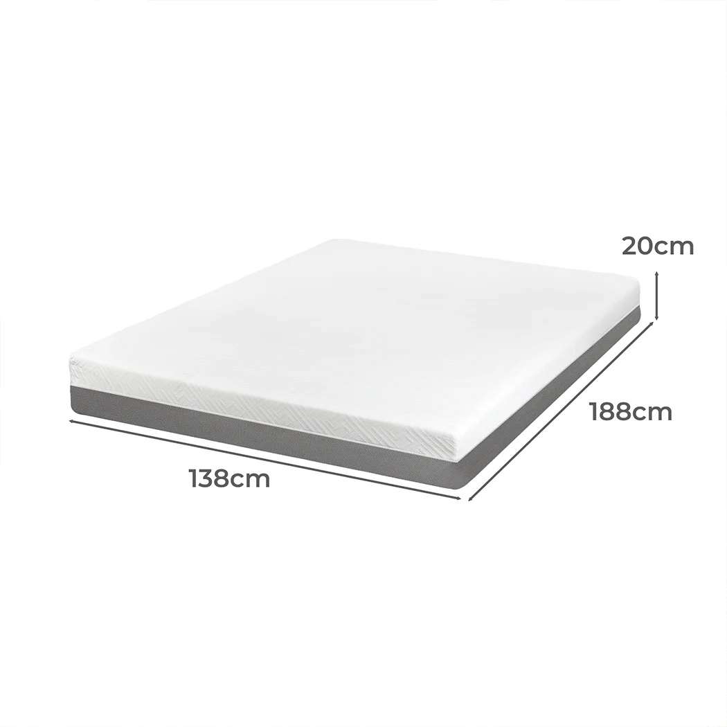 Piper 20cm Memory Foam Mattress Egg Crate Gel HD Medium Firm Soft - Double - Nurns