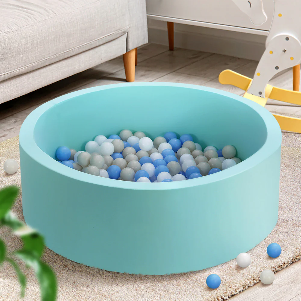 Ocean Foam Ball Pit with Balls Kids Play Pool Barrier Toys 90x30cm Blue - Nurns