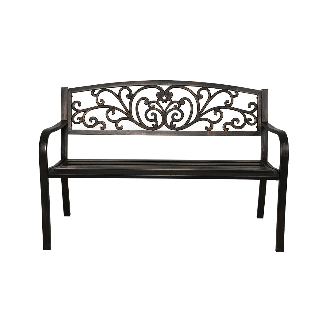 Calyx Garden Bench Seat Cast Iron Patio Benches Seats Lounge Chair - Bronze - Nurns