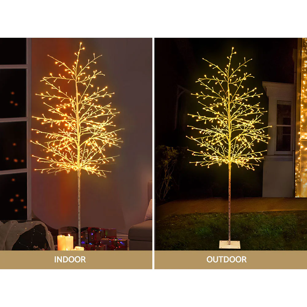 7ft 2.1m 480 LED Solar Christmas Tree Twigs Lights Xmas Tree - Warm White - Nurns