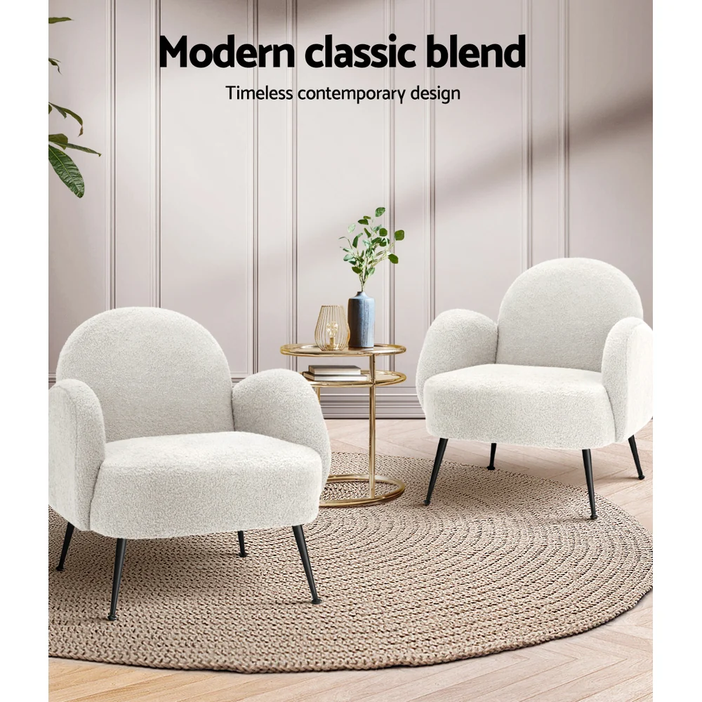 Mariana Bouclé Armchair - White - Nurns