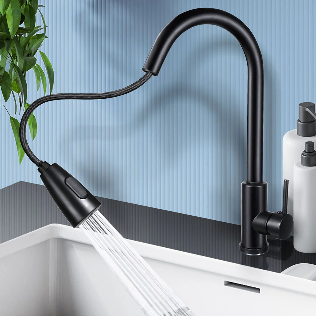 Kitchen Faucet Extender Tap Pull Out Brass Mixer Taps Sink Vanity Swivel Wels Black - Nurns