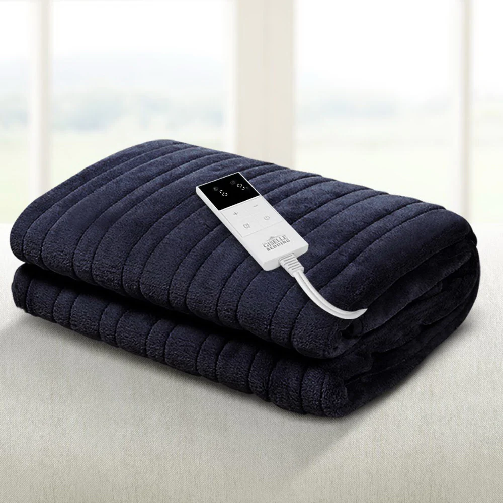 Watson Electric Throw Soft Blanket Heated Rug Fleece Snuggle Washable - Charcoal - Nurns