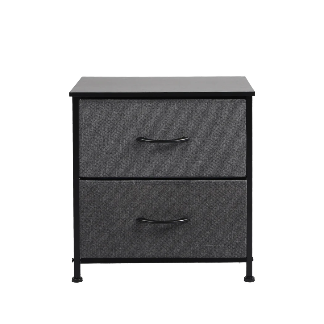 Moose Fabric Bedside Tables with 2 Drawers - Dark Grey - Nurns