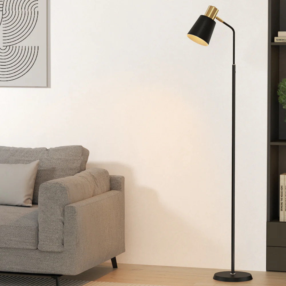 Floor Lamp LED Light Stand Modern Home Living Room Office Reading Black - Nurns