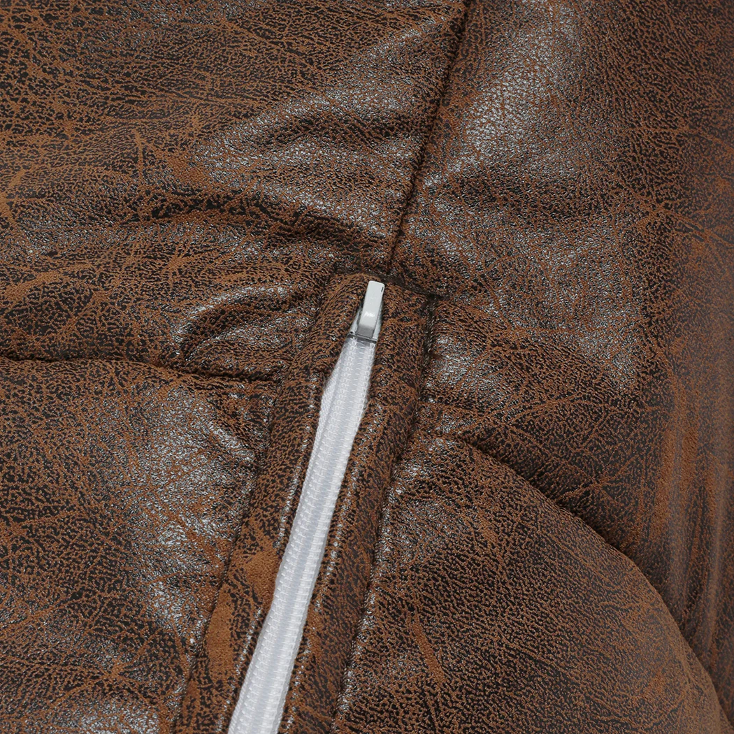 Bean Bag Chair Cover PU Indoor Home Game Lounger Seat Lazy Sofa Large - Brown - Nurns