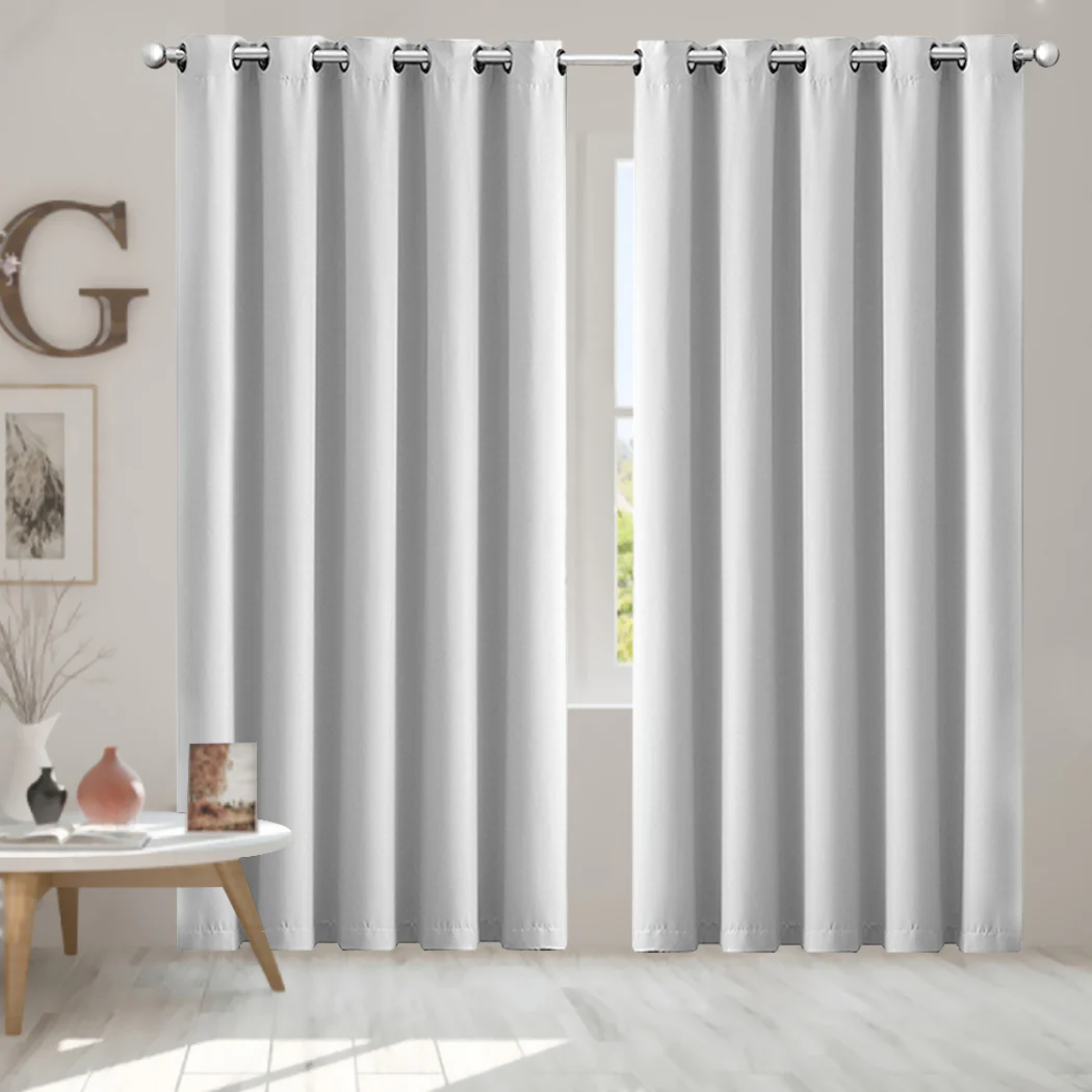 Set Of 2 Blockout Curtains Panels 3 Layers Eyelet Room Darkening 180X230Cm Grey - Nurns