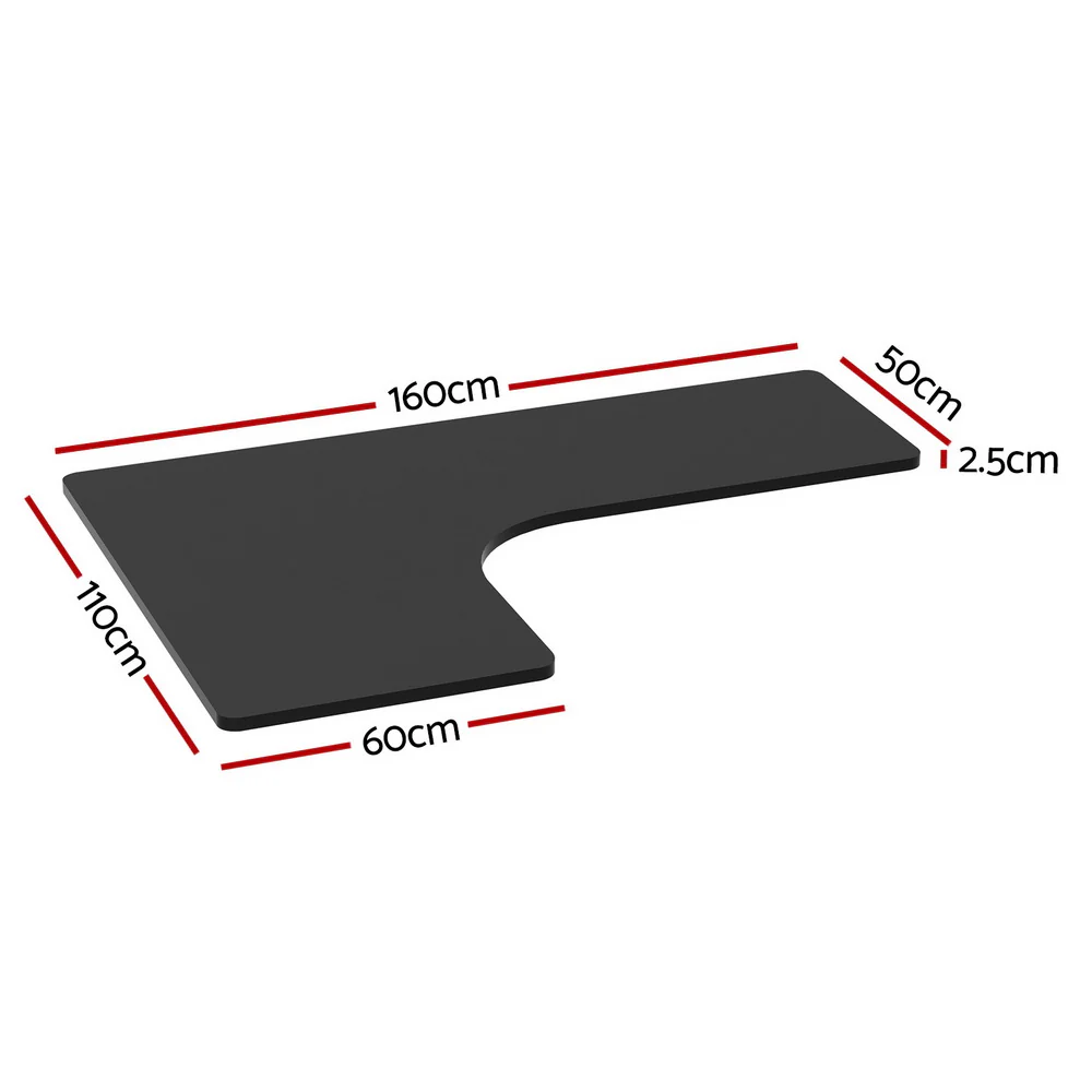 Artiss Standing Desk Top L-Shape Black 160cm - Nurns