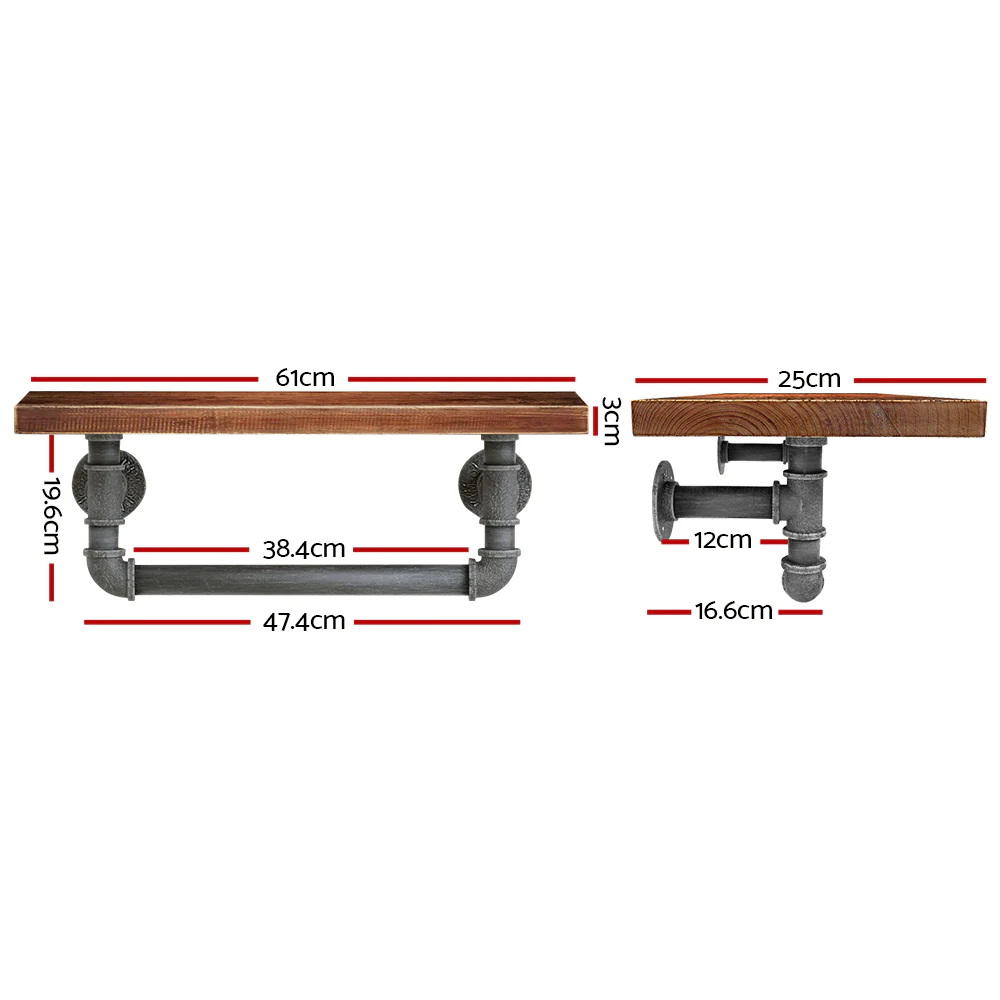 Artiss Floating DIY Pipe Shelf - Ives - Nurns