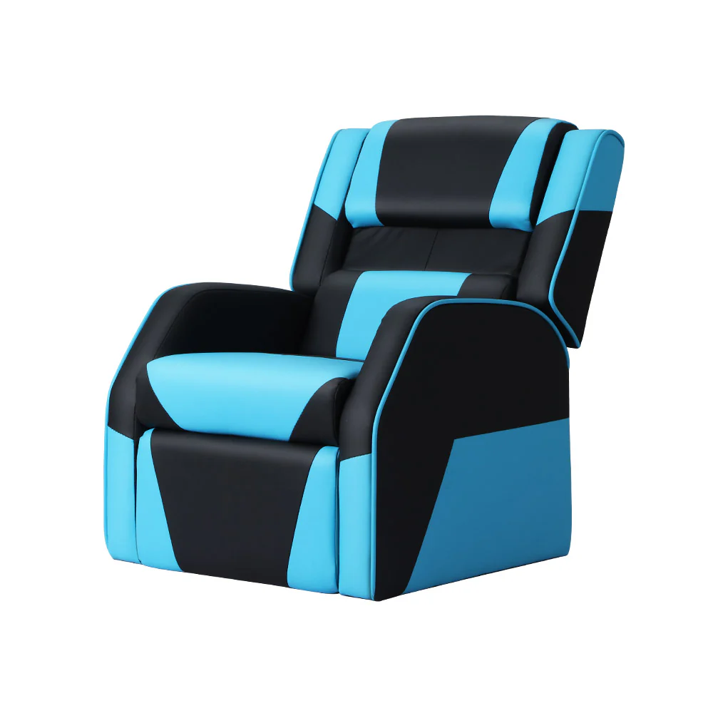 Payton Kids Recliner Chair PU Leather Gaming Sofa Lounge Couch Children Armchair - Blue - Nurns