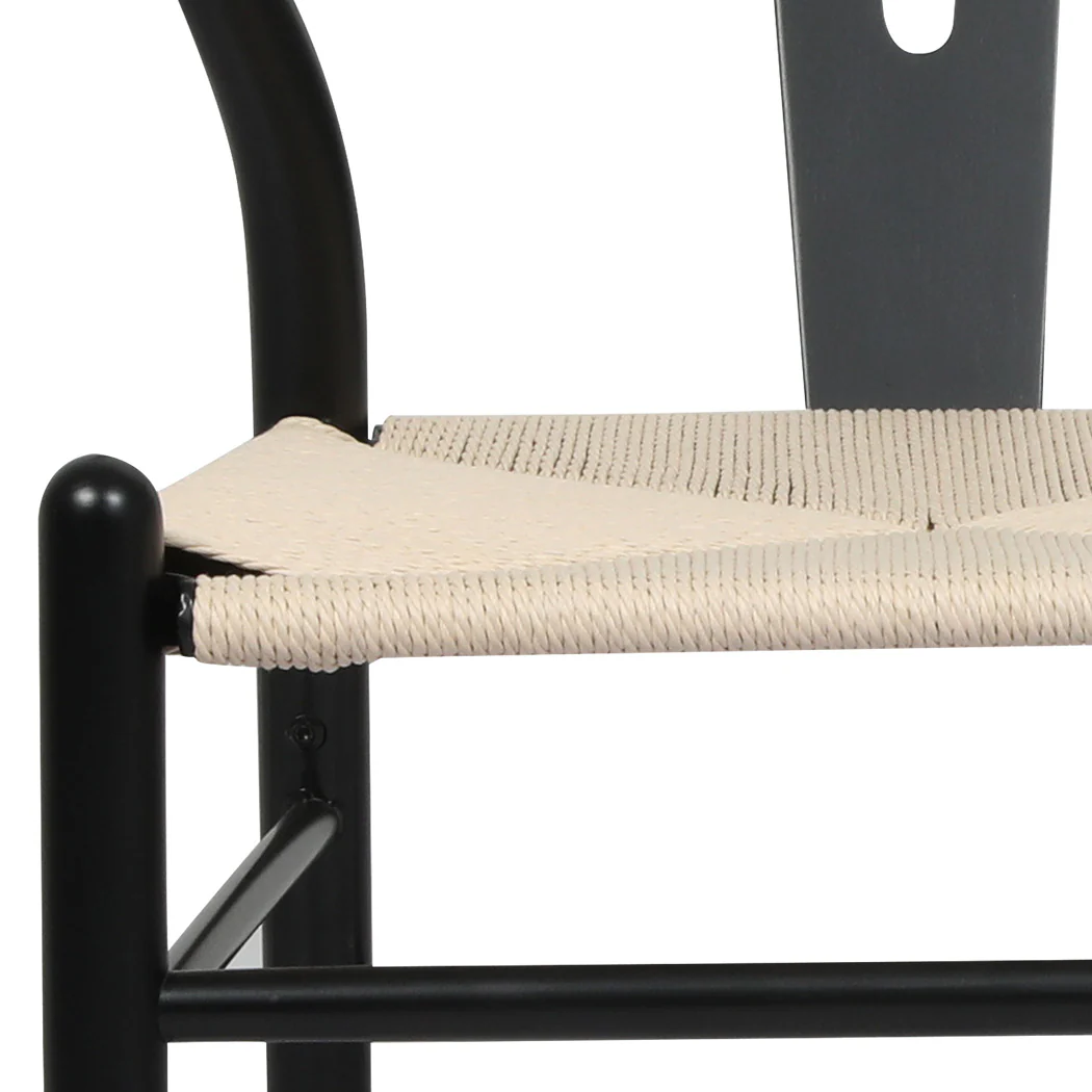 Jett Set of 2 Dining Chairs Wooden Hans Wegner Wishbone Cafe Lounge Seat - Black - Nurns