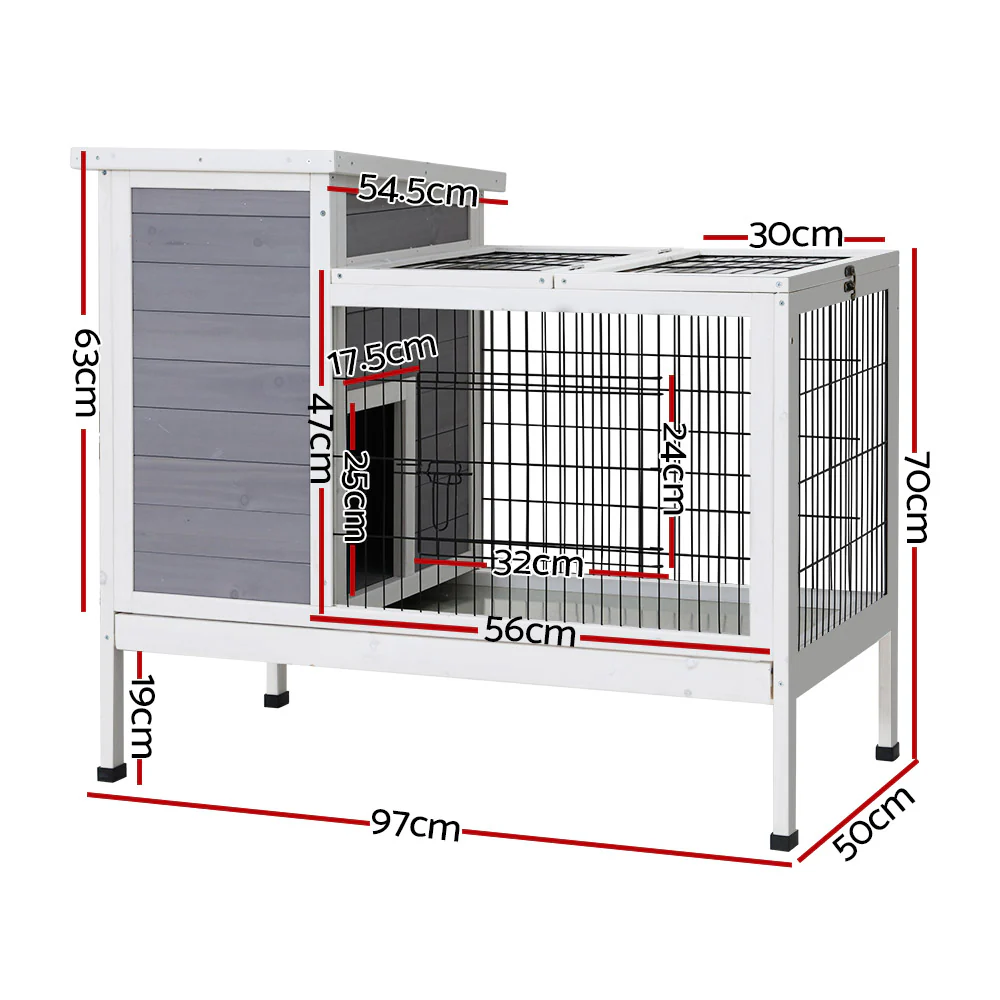 Rabbit Hutch Wooden Ferret Cage Habitat House Outdoor Large - Grey Large - Nurns