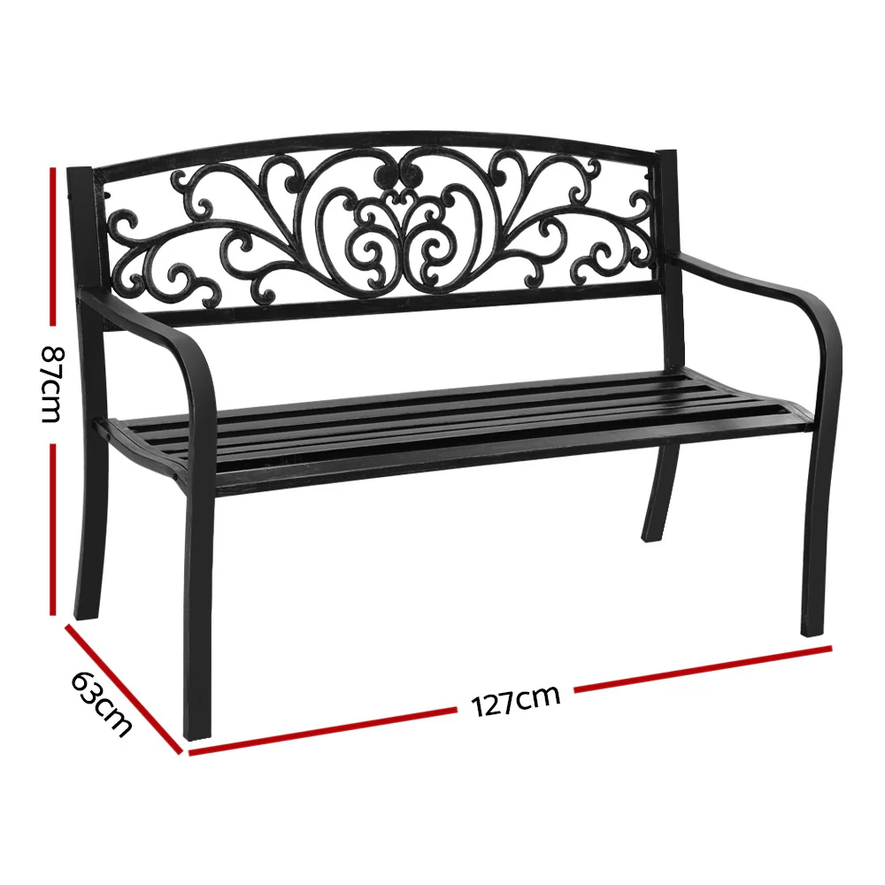 Calliope Outdoor Garden Bench - Black - Nurns