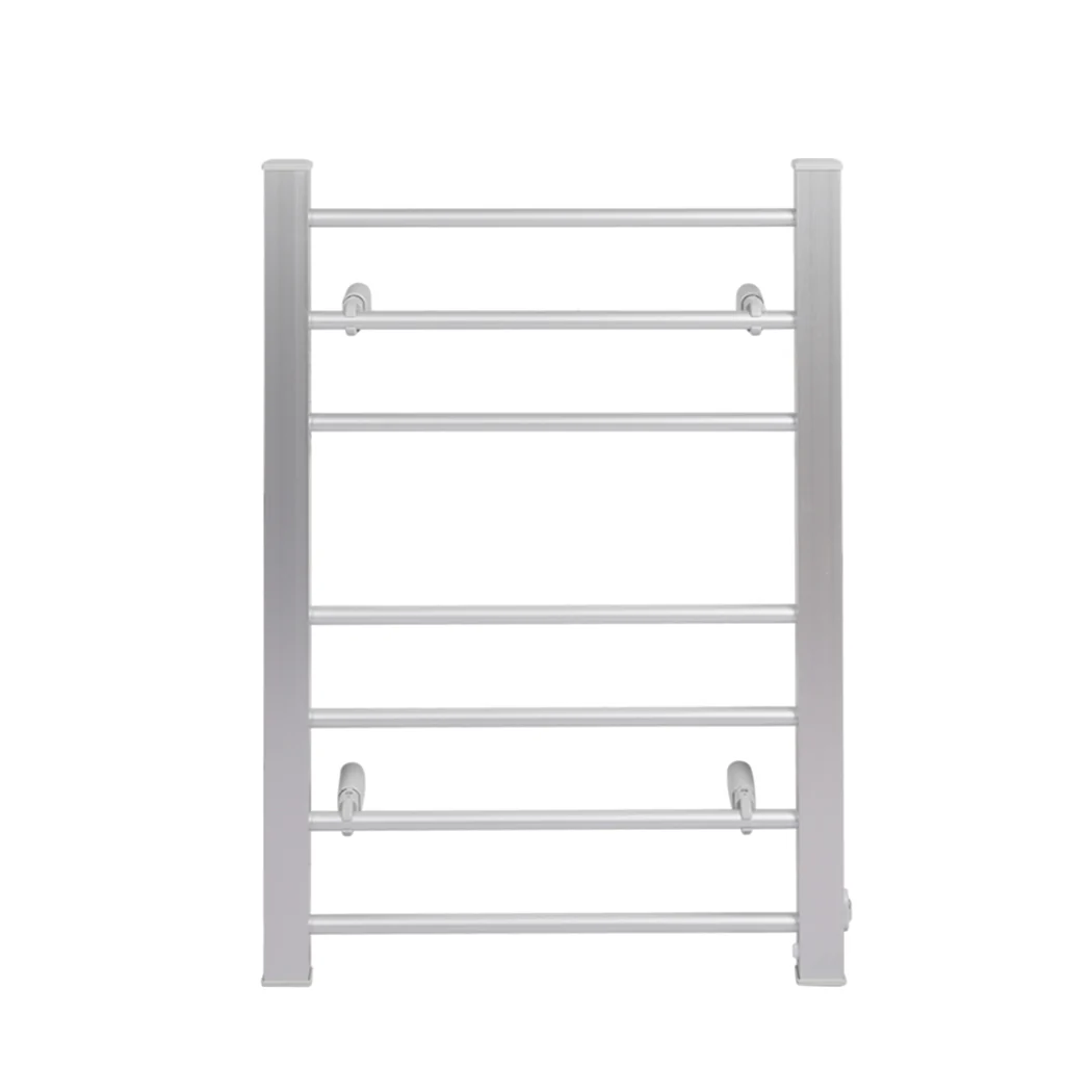Heated Towel Rail Warmer Rack Wall Mounted - Silver - Nurns