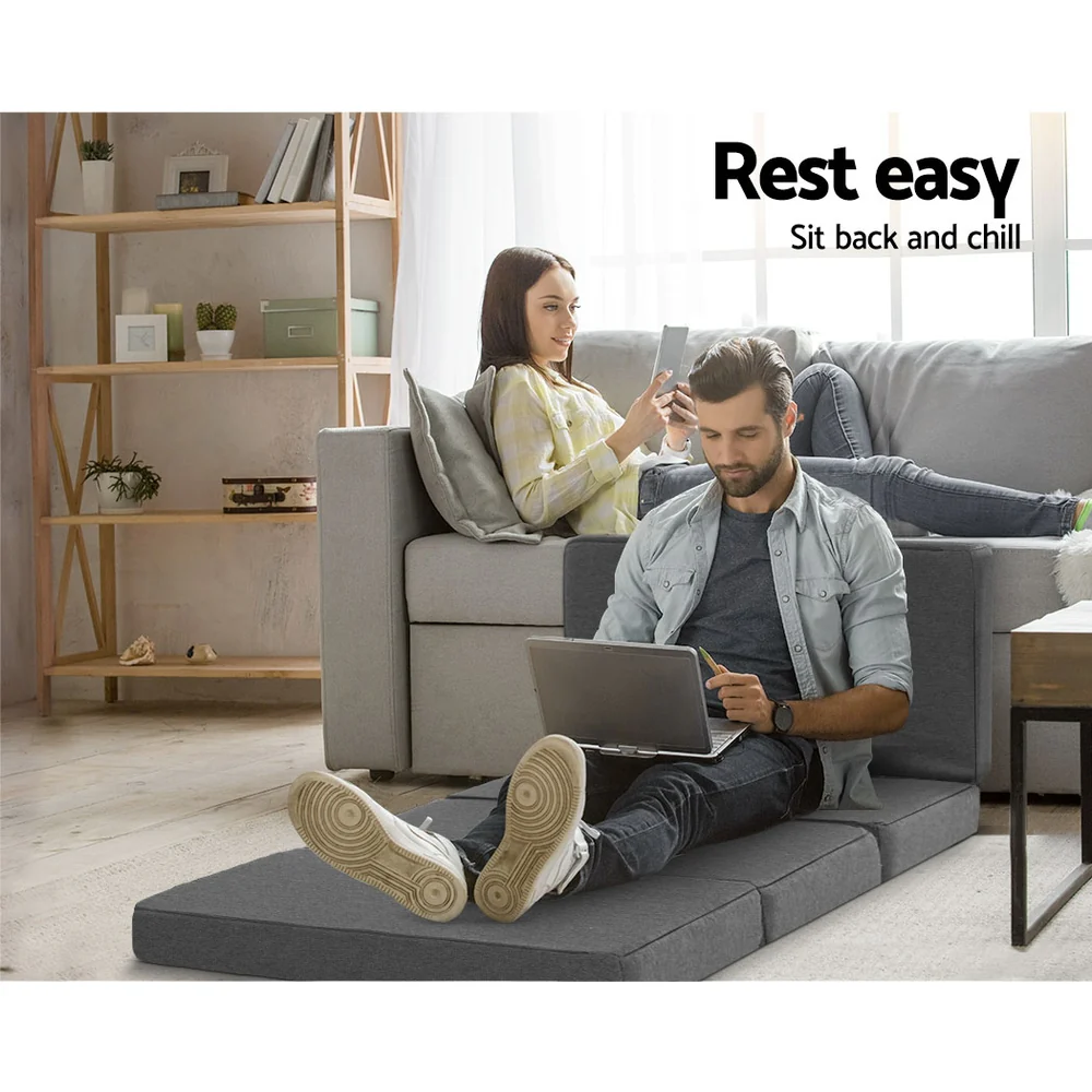 Andrew 12cm Folding Mattress Camping Foldable Portable Mattress Floor Bed - Single - Nurns