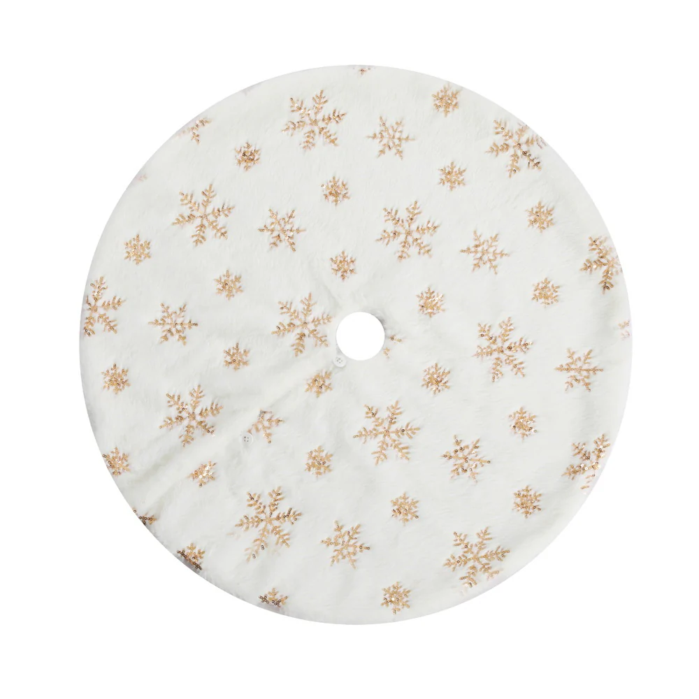 Christmas Tree Skirt 90cm Snowflake Ornaments Xmas Decorations - Nurns