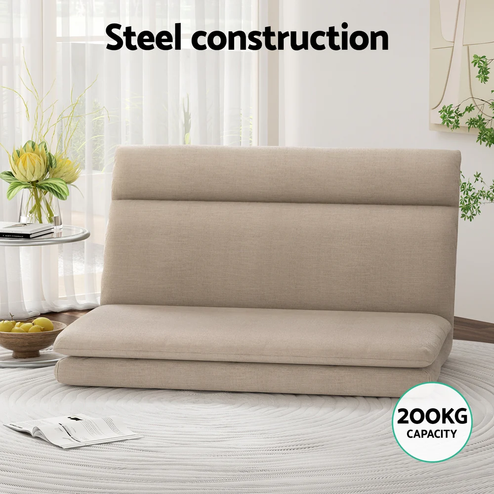 Mylene 2-Seater Floor Chair Sofa Linen - Beige - Nurns