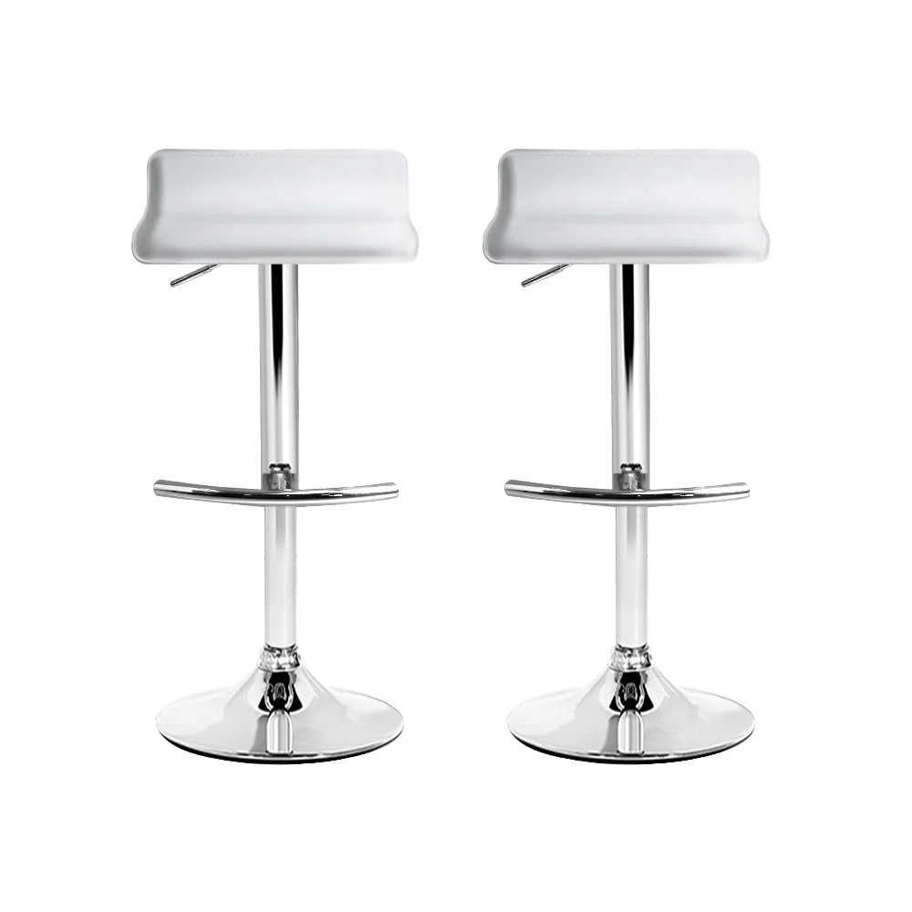 Set of 2 Terni PU Leather Wave Style Bar Stools - White - Nurns