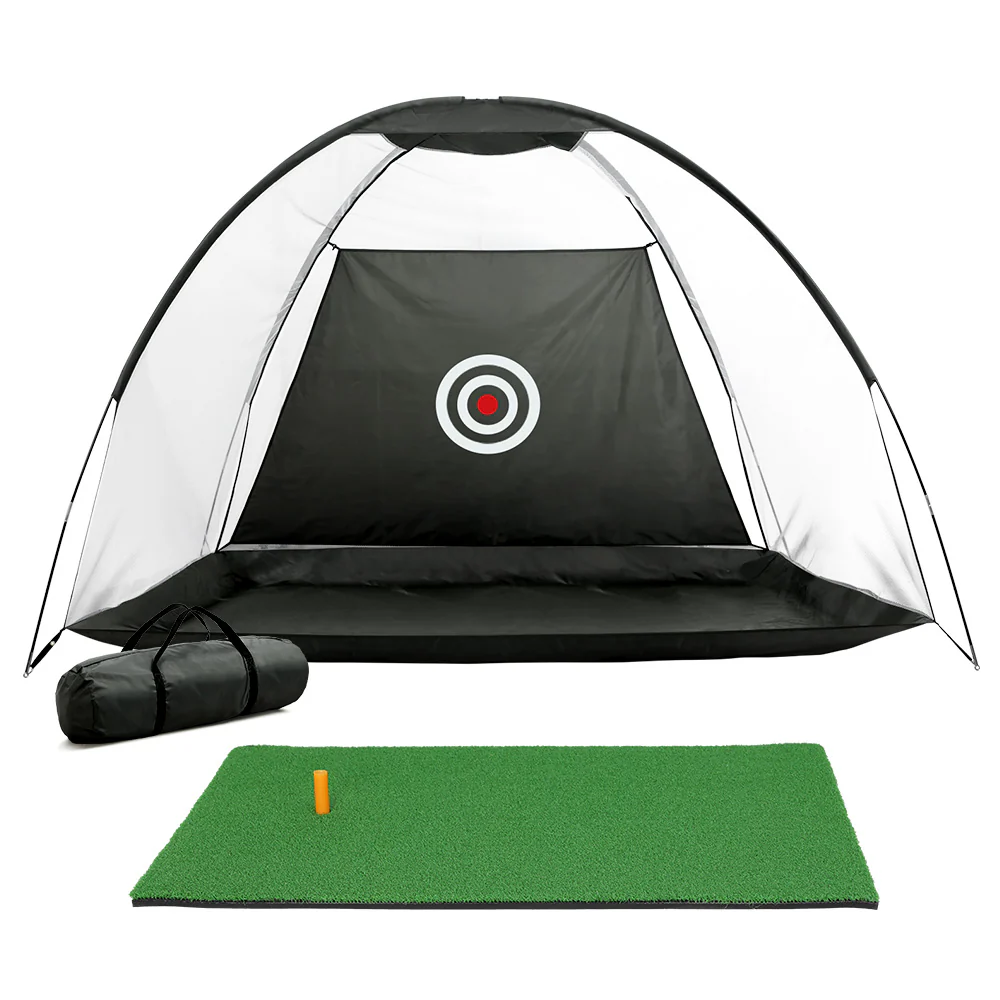 Everfit 3M Golf Practice Net And Training Mat Set Driving Target Black - Nurns
