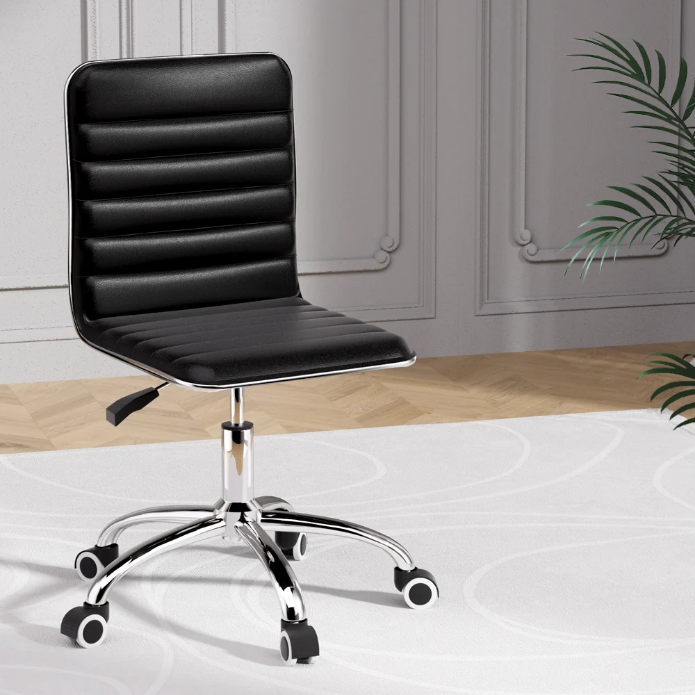 Artiss Office Chair Conference Chairs Pu Leather Low Back Black - Nurns