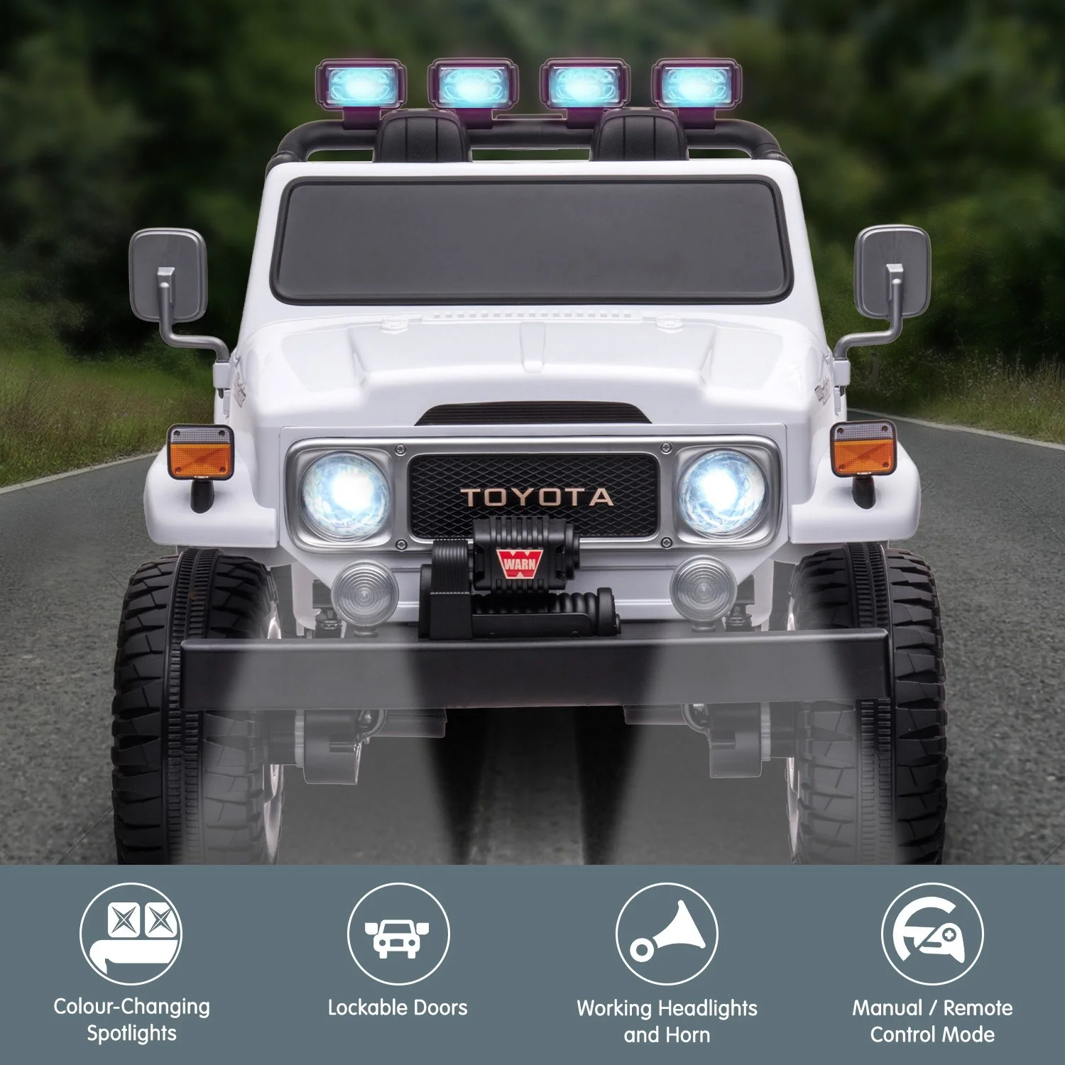 Kahuna Licensed Toyota FJ-40 Kids Ride On Electric Toy Car 80W - White - Nurns