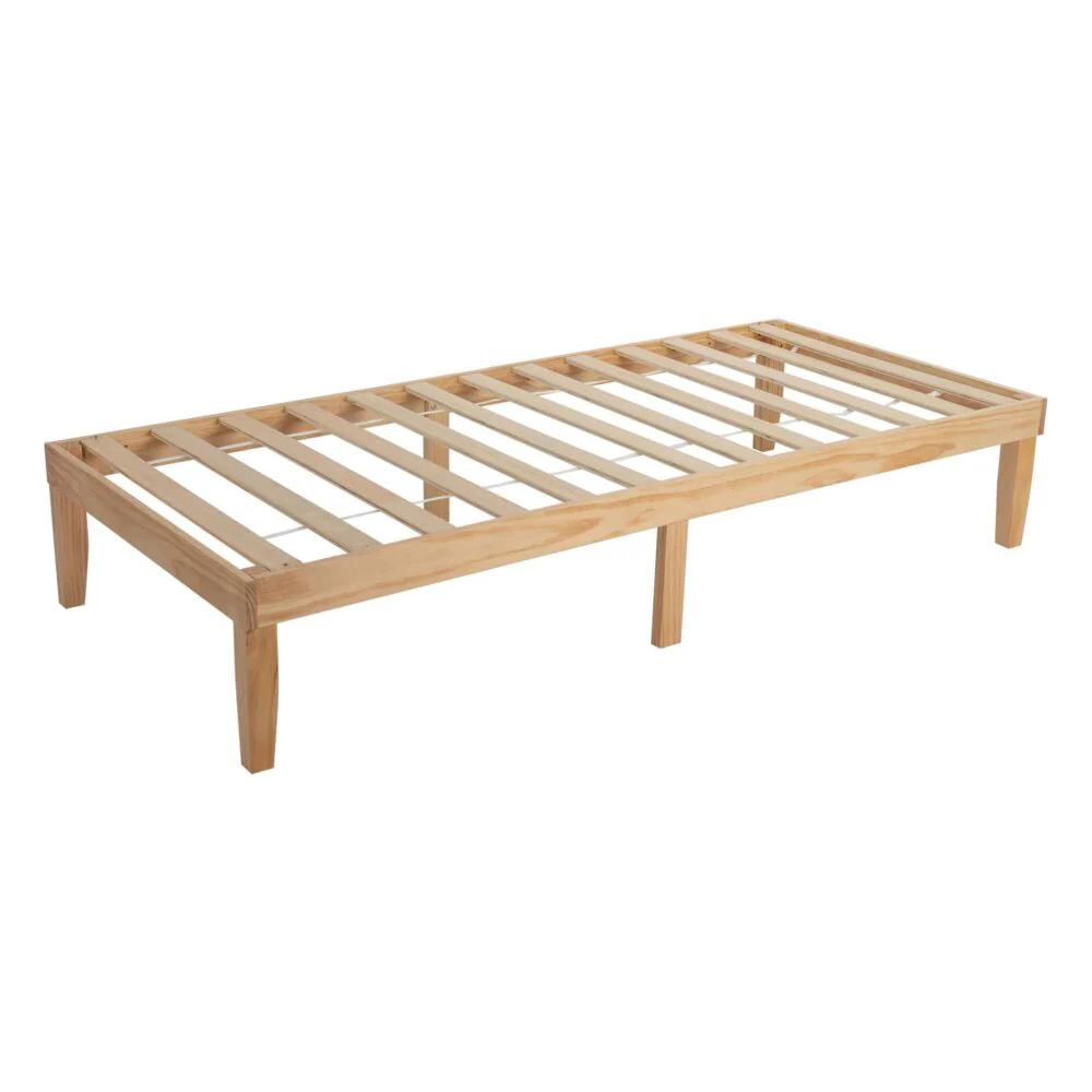 Lorelei Warm Wooden Natural Bed Base Frame - Wood King Single - Nurns